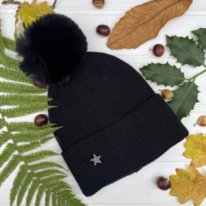 Pom Pom Hat - Black